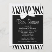 Zebra White Printed Bow Baby shower Invitation Kaart (Voorkant)