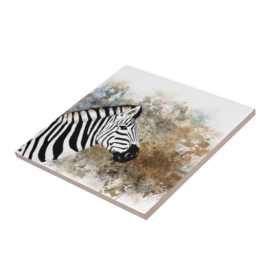 Zebra wild afrikaans dierlijk bruin tegeltje (Zijkant)