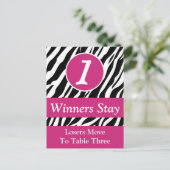Zebra Wild Animal Print Bunco Tafelnummer Kaart #1 (Staand voorkant)
