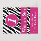 Zebra Wild Animal Print Bunco Tafelnummer Kaart #1 (Achterkant)