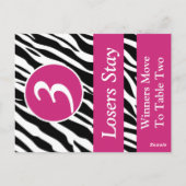 Zebra Wild Animal Print Bunco Tafelnummer Kaart #3 (Achterkant)