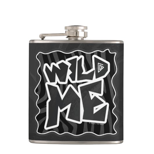 Zebra Wild me Black en Grey Heupfles (Voorkant)