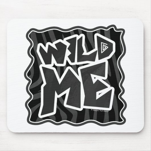 Zebra Wild me Black en Grey Muismat (Voorkant)