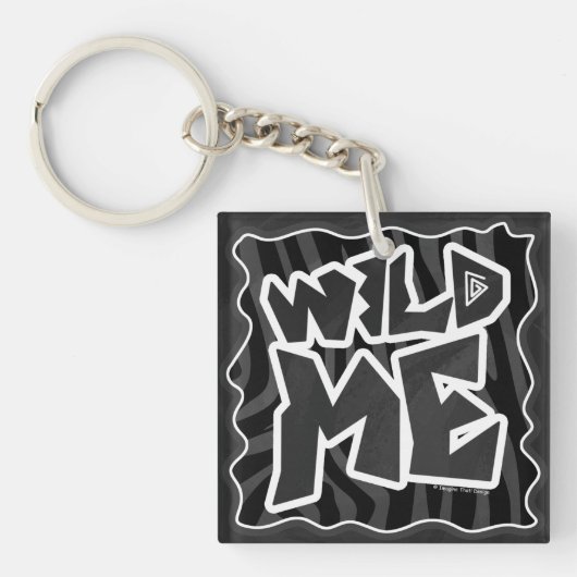 Zebra Wild me Black en Grey Sleutelhanger (voorkant)