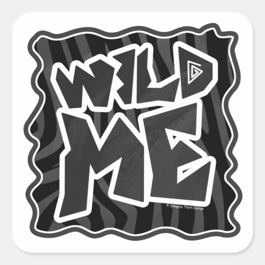 Zebra Wild me Black en Grey Vierkante Sticker (Voorkant)