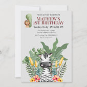 zebra Wilde dieren l Safari 1e verjaardag Kaart (Voorkant)