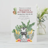  zebra Wilde dieren l Safari 1e verjaardag Kaart (Staand voorkant)