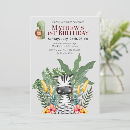  zebra Wilde dieren l Safari 1e verjaardag Kaart (Staand voorkant)