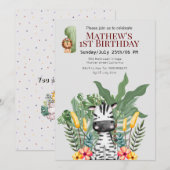  zebra Wilde dieren l Safari 1e verjaardag Kaart (Voorkant / Achterkant)