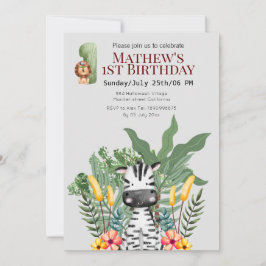  zebra Wilde dieren l Safari 1e verjaardag Kaart