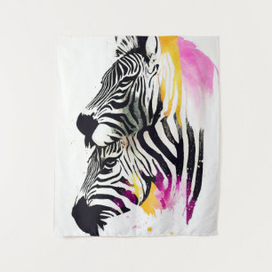 Zebra Wilde Natuur Dierlijke Kleuren Kunst Schilde Wandkleed