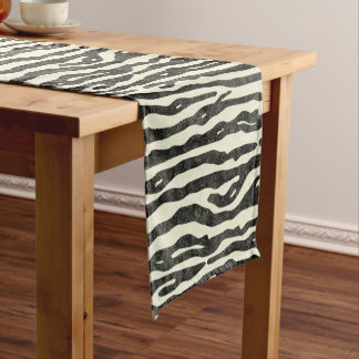 Zebra Wildlife Animal Striped Black Ecru Pattern Korte Tafelloper