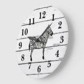 Zebra Wildlife Decor Rustic Shiplap Grote Klok (Hoek)