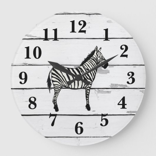 Zebra Wildlife Decor Rustic Shiplap Grote Klok (Voorkant)