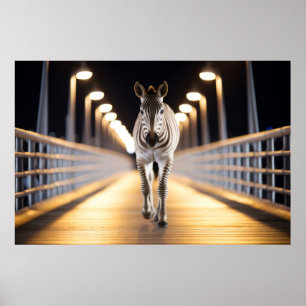 Zebra Wildlife Dier Op Straat Buiten Poster