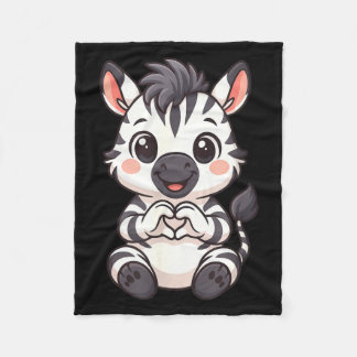 Zebra with heart women girls kids heart cute zebra fleece deken