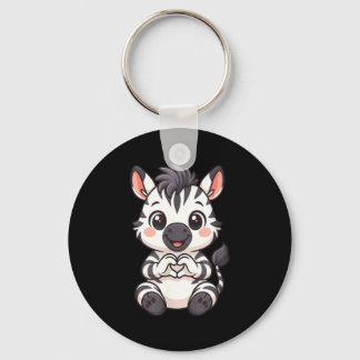 Zebra with heart women girls kids heart cute zebra sleutelhanger