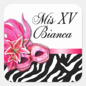 Zebra & Witte Masquerade Quinceañera Sticker (Voorkant)