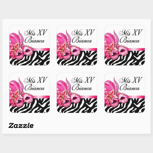 Zebra & Witte Masquerade Quinceañera Sticker (Vel)