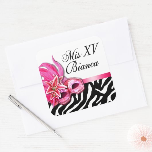Zebra & Witte Masquerade Quinceañera Sticker (Envelop)