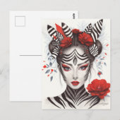 Zebra Woman - Bekroonde Pop Art Briefkaart (Voorkant / Achterkant)