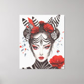 Zebra Woman - Bekroonde Pop Art Canvas Afdruk (Voorkant)
