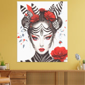 Zebra Woman - Bekroonde Pop Art Canvas Afdruk (Insitu (Woonkamer))