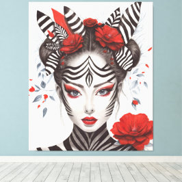 Zebra Woman - Bekroonde Pop Art Canvas Afdruk