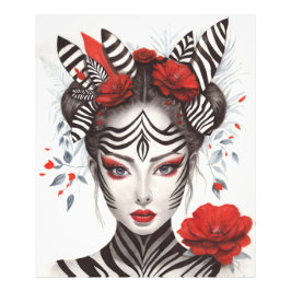 Zebra Woman - Bekroonde Pop Art Foto Afdruk