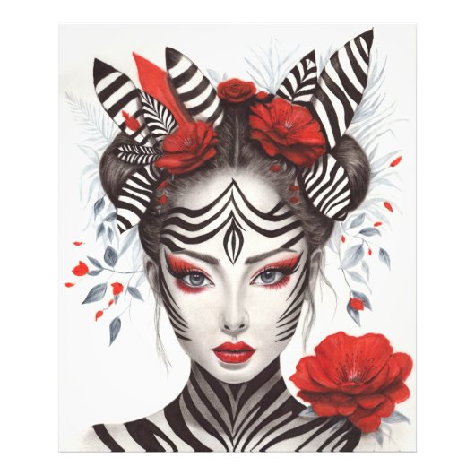 Zebra Woman - Bekroonde Pop Art Foto Afdruk (Voorkant)