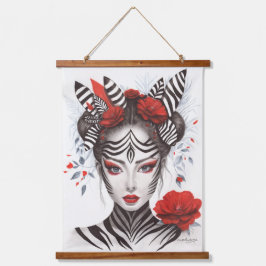 Zebra Woman - Bekroonde Pop Art Hangend Wandkleed
