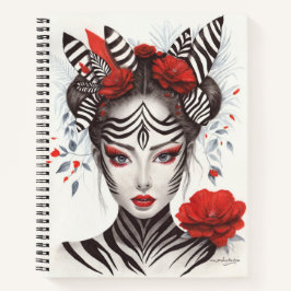 Zebra Woman - Bekroonde Pop Art Notitieboek