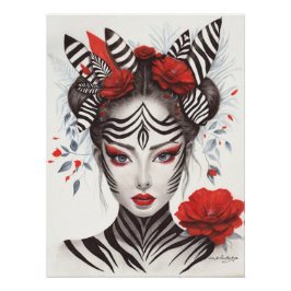 Zebra Woman - Bekroonde Pop Art Perfect Poster