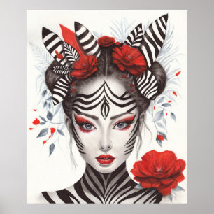 Zebra Woman - Bekroonde Pop Art Poster