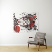 Zebra Woman - Bekroonde Pop Art Wandkleed (In Situ (horizontaal))