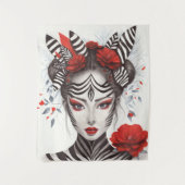 Zebra Woman - Bekroonde Pop Art Wandkleed (Voorkant)
