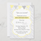 Zebra Yellow Grey 40th Birthday Party Invitation Kaart (Voorkant)