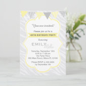 Zebra Yellow Grey 40th Birthday Party Invitation Kaart (Staand voorkant)