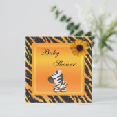 Zebra, Zonnebloem Dierendruk Glitter Baby shower Kaart (Staand voorkant)