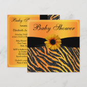 Zebra, Zonnebloem Dierendruk Glitter Baby shower Kaart (Voorkant / Achterkant)