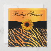 Zebra, Zonnebloem Dierendruk Glitter Baby shower Kaart (Voorkant)