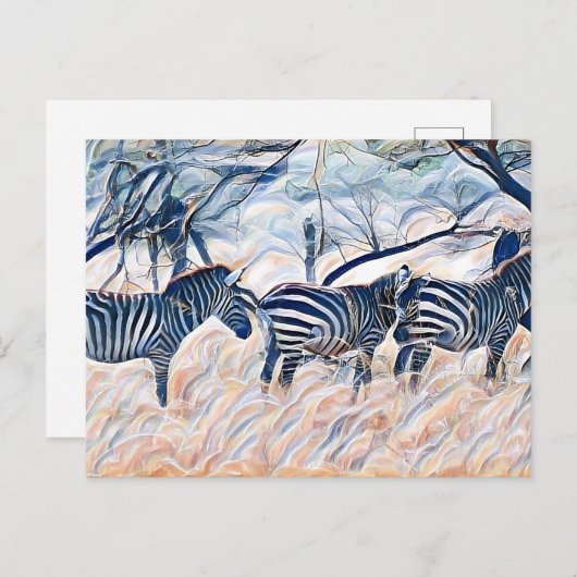 Zebra zoogdier briefkaart (Voorkant / Achterkant)
