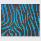 Zebra, zwart en blauw afdrukken cadeaupapier (Vlak)