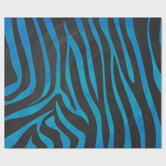 Zebra, zwart en blauw afdrukken cadeaupapier (Vlak)