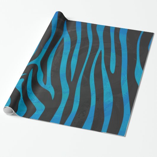 Zebra, zwart en blauw afdrukken cadeaupapier (Uitgerold)