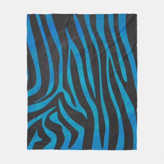 Zebra, zwart en blauw afdrukken fleece deken (Voorkant)