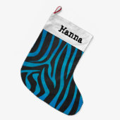 Zebra, zwart en blauw afdrukken grote kerstsok (Voorkant (Hangend))
