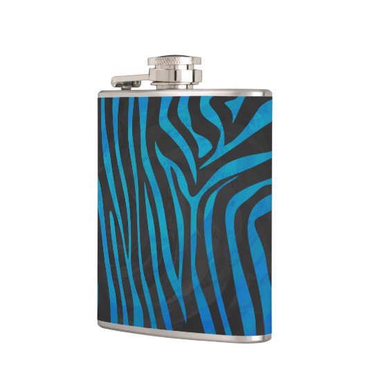 Zebra, zwart en blauw afdrukken heupfles (Links)