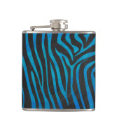 Zebra, zwart en blauw afdrukken heupfles (Voorkant)
