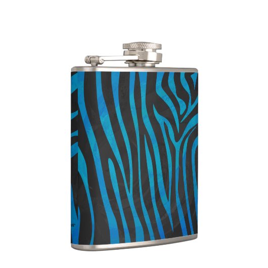 Zebra, zwart en blauw afdrukken heupfles (Rechts)